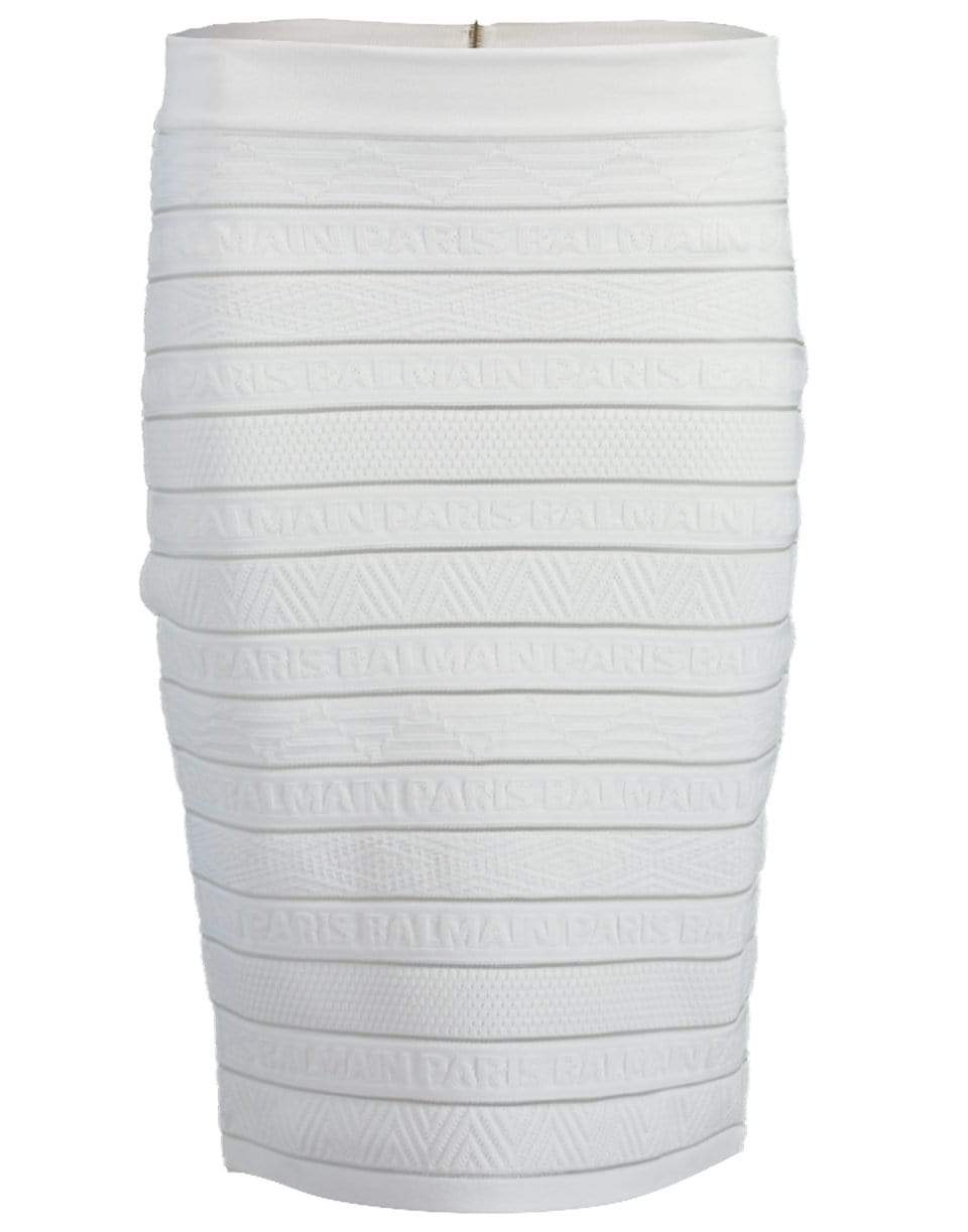 BALMAIN-High Waist Logo Stripe Skirt-
