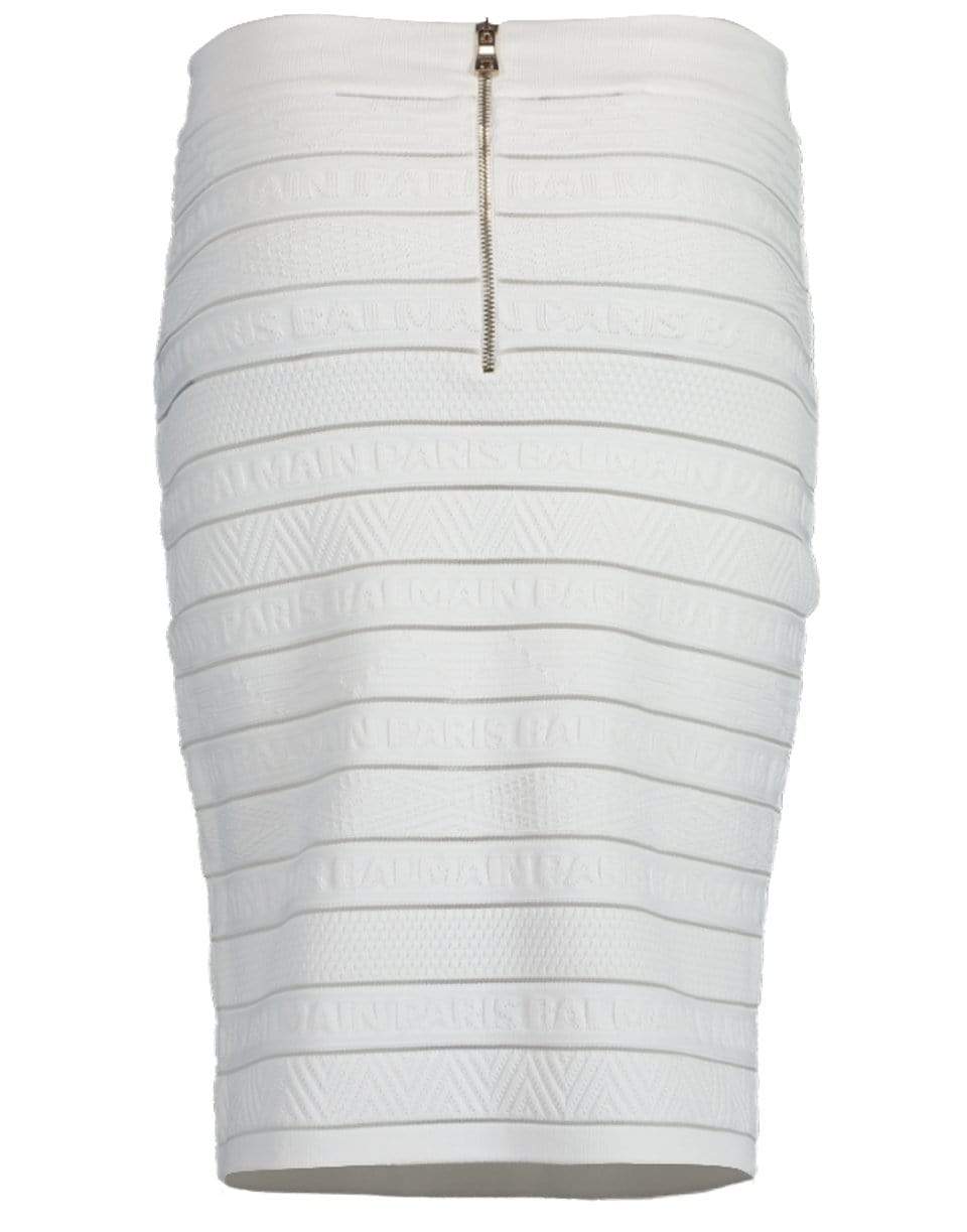 BALMAIN-High Waist Logo Stripe Skirt-