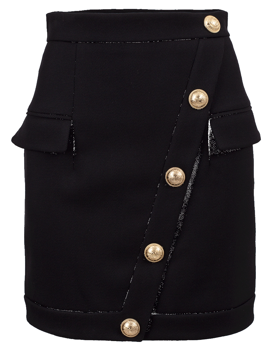 BALMAIN-Short Buttoned Skirt-NOIR