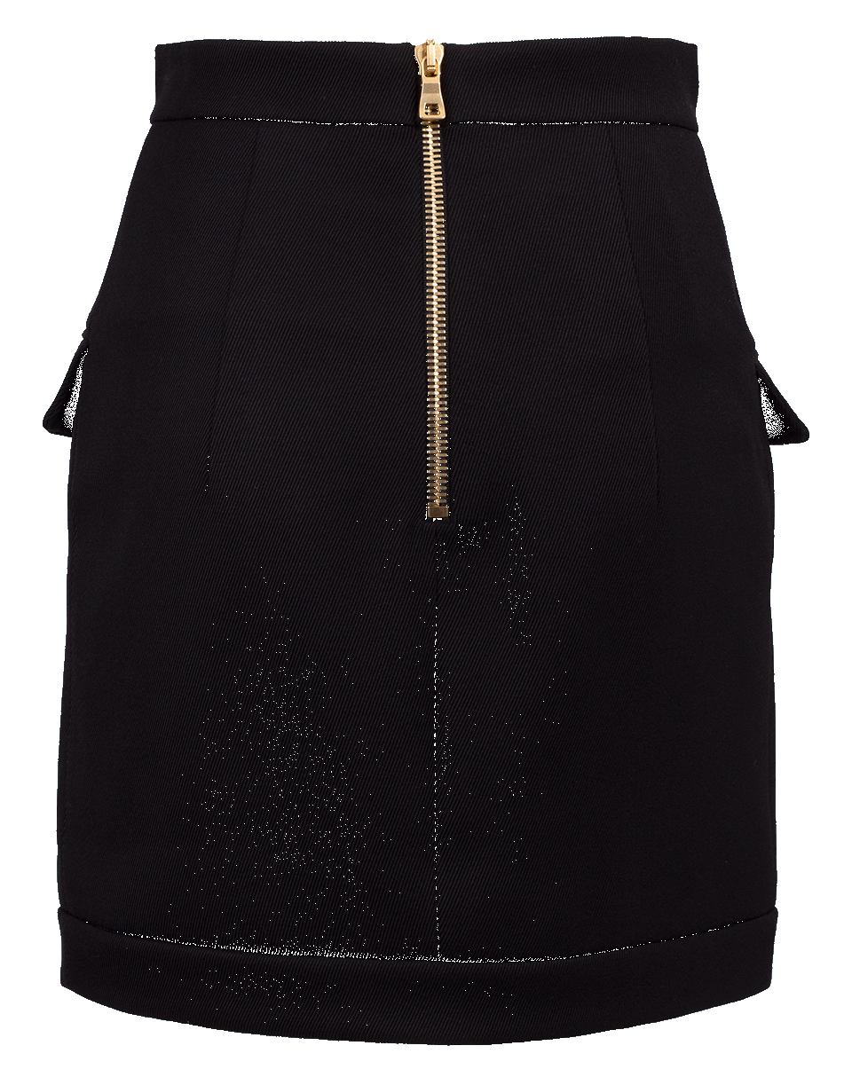 BALMAIN-Short Buttoned Skirt-NOIR