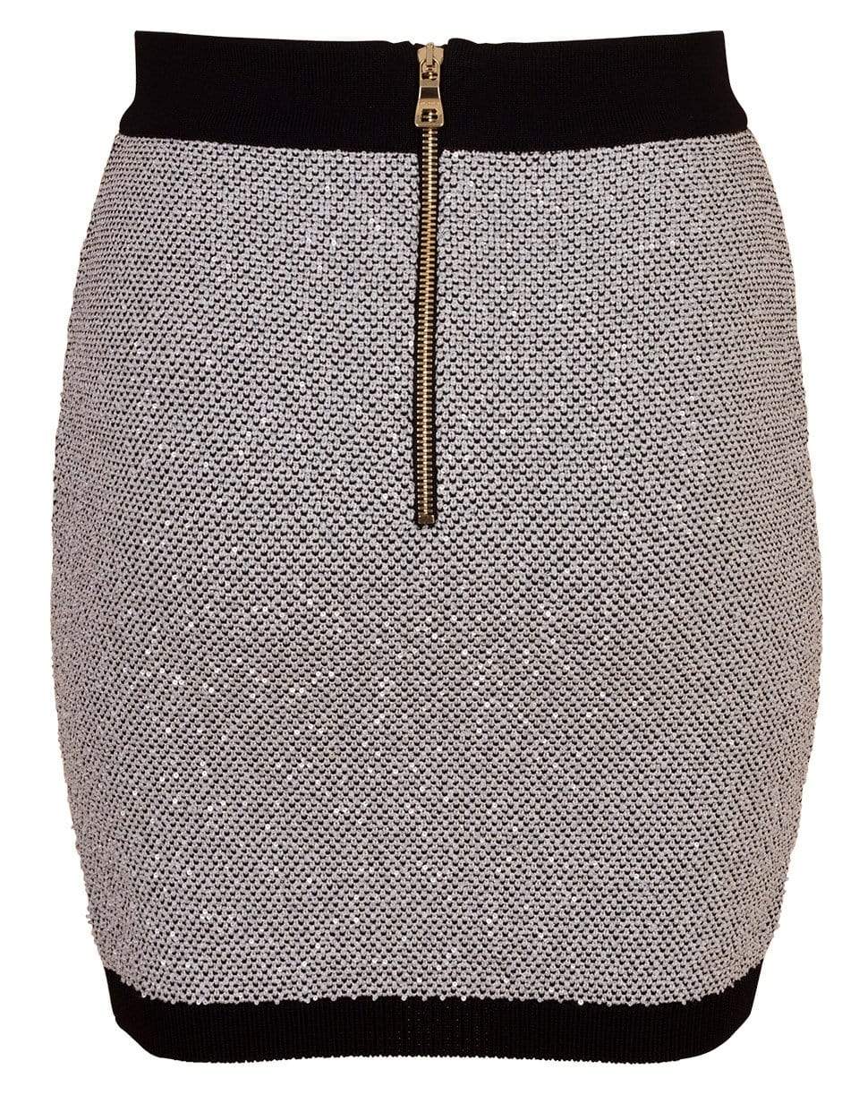 BALMAIN-Sequined Mini Tweed Skirt-