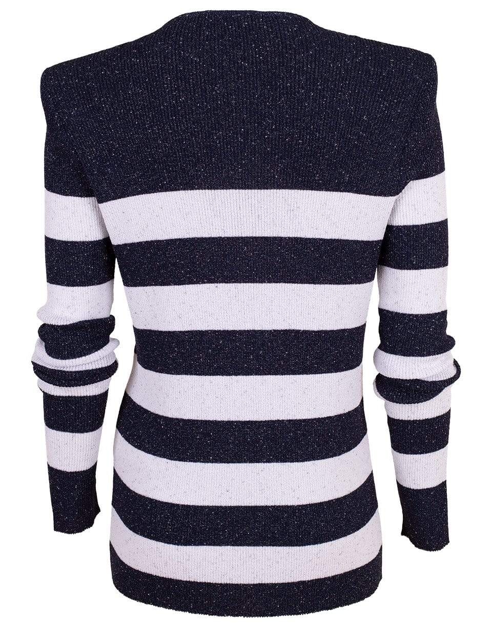 BALMAIN-Striped Knit Sweater-