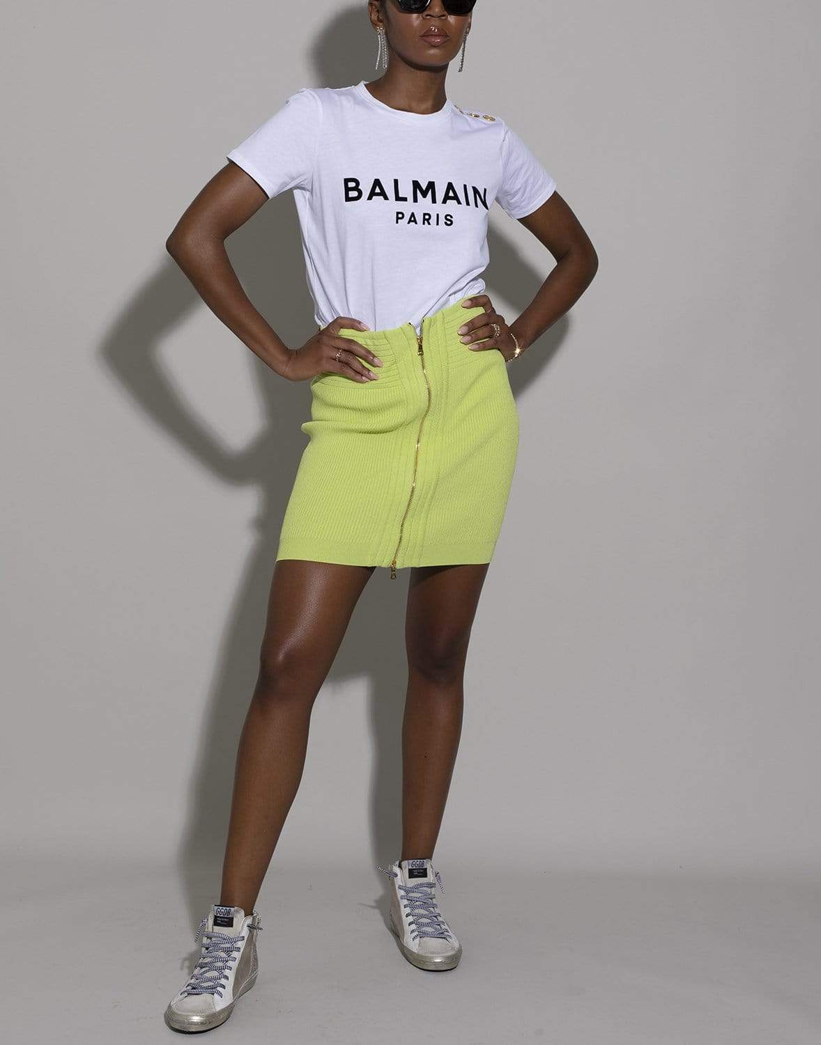 BALMAIN-Balmain Flocked Logo White T-Shirt-
