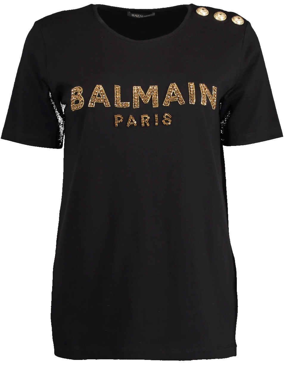 BALMAIN-Embroidered Logo T-Shirt-