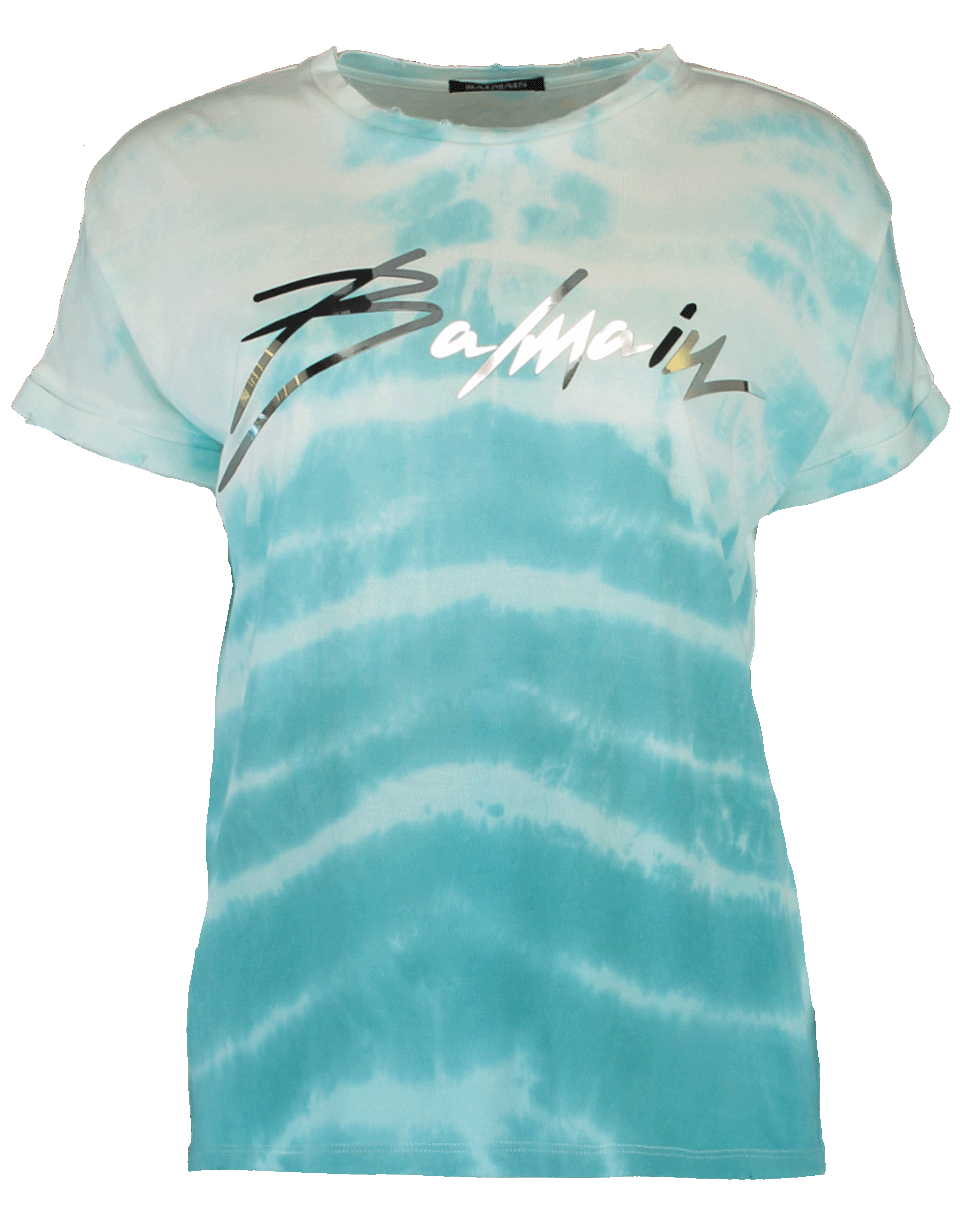 BALMAIN-Tie Dye Balmain Logo T-Shirt-