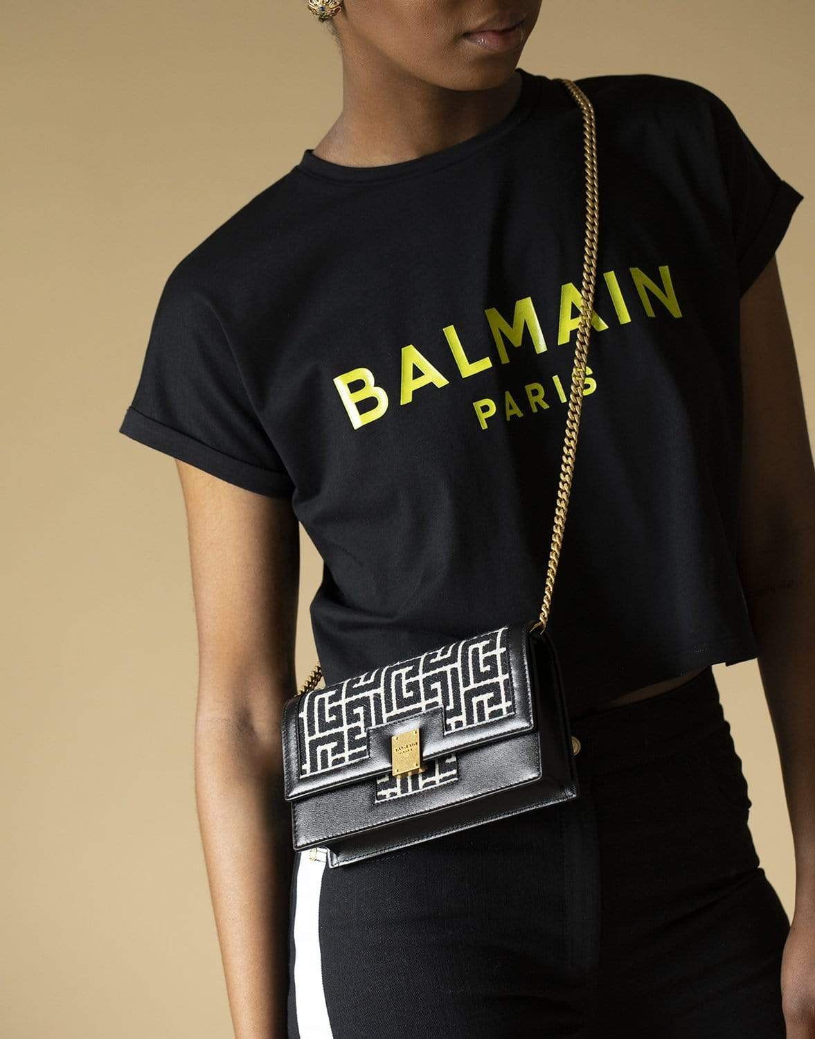 BALMAIN-Mini Monogram Jaquard Shoulder Bag-NIOR