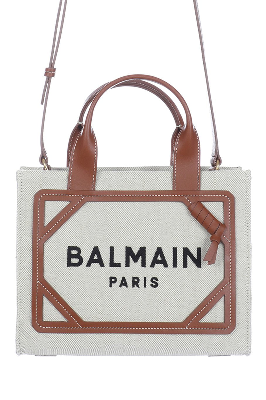 BALMAIN-B Army Small Tote Bag-Natural/Brown