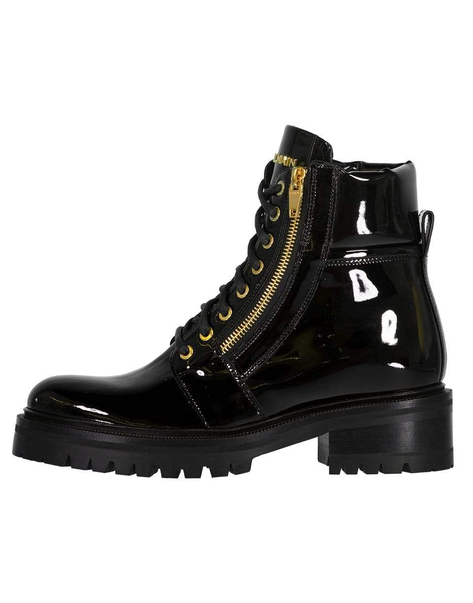 BALMAIN-Black Ranger Army Patent Leather Boots-