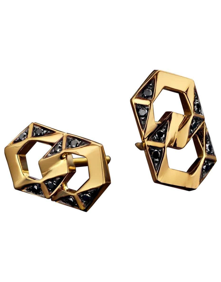 DRIES CRIEL-BOND Signature Yellow Gold & Black Diamond Stud Earrings-