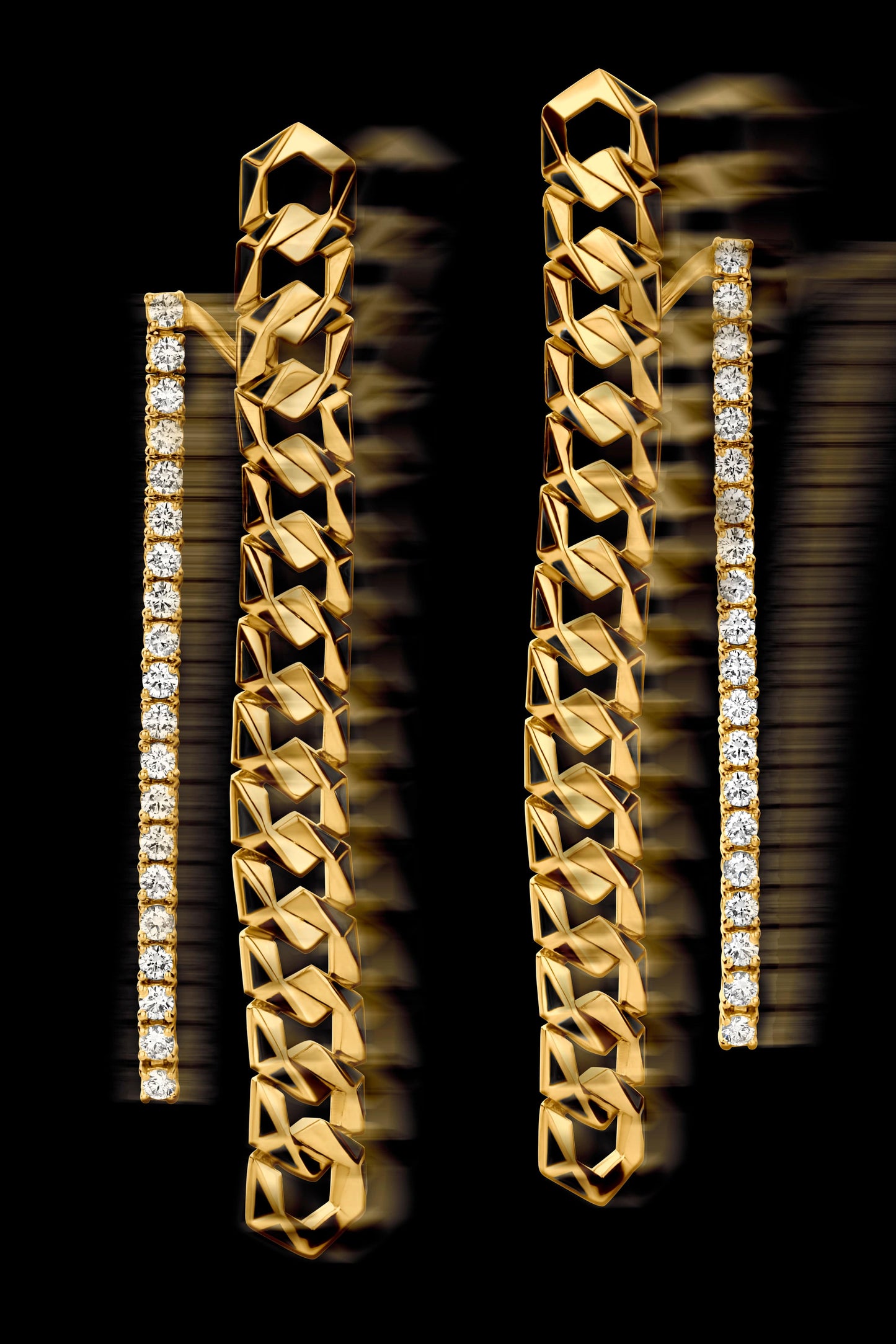 DRIES CRIEL-Bond Diamond Chain Earrings-YELLOW GOLD