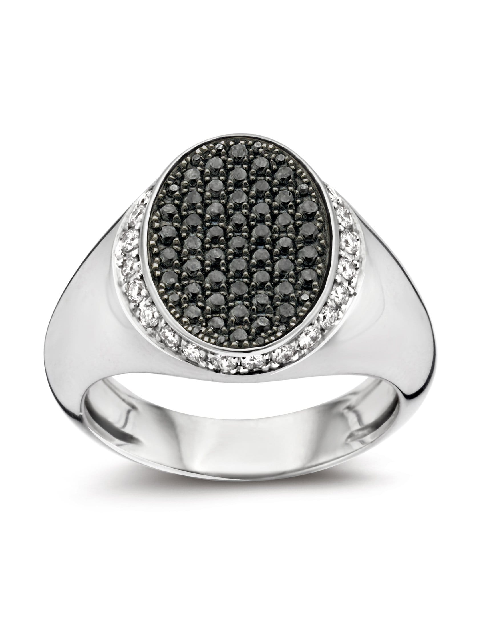 DRIES CRIEL-Classic Black & White Diamond SIGNET Ring-7