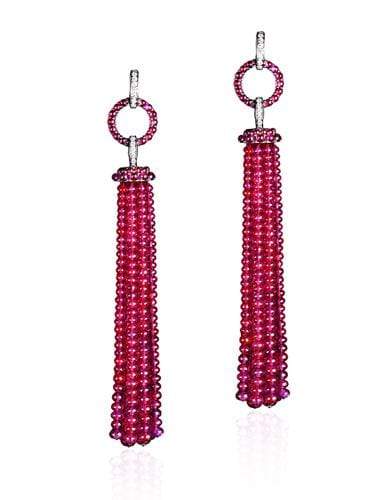 BAYCO-Ruby and Diamond Tassel Earrings-BLKGOLD