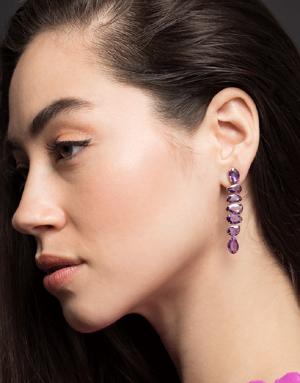 BAYCO-Natural Purple Sapphire Earrings-ROSE GOLD