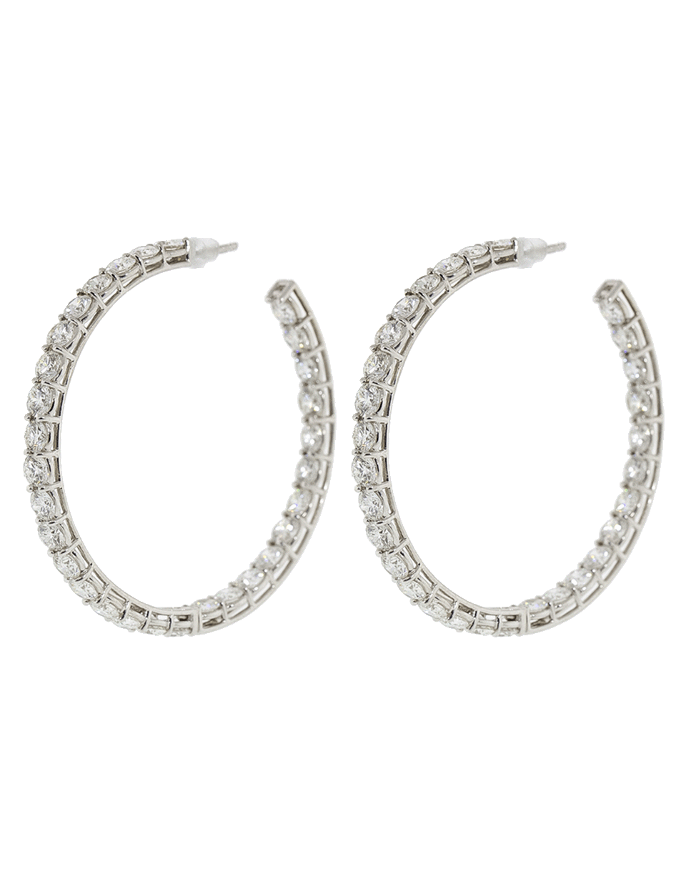 BAYCO-Medium Diamond Hoop Earrings-WHITE GOLD