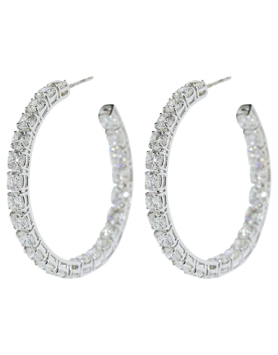 BAYCO-Medium Round Diamond Hoop Earrings-WHITE GOLD