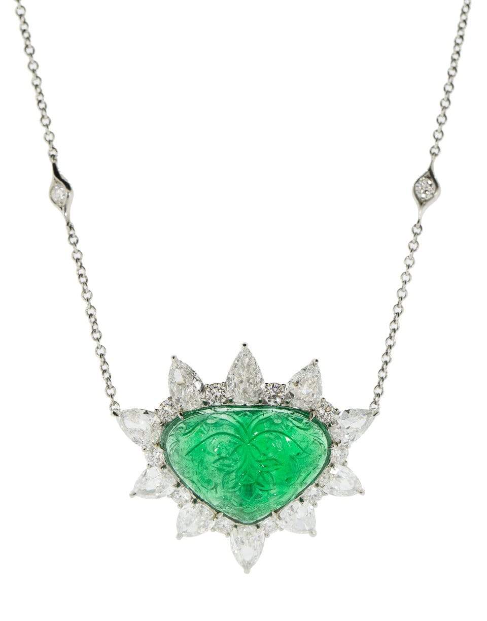 Carved Zambian Emerald and Diamond Necklace JEWELRYFINE JEWELNECKLACE O BAYCO   
