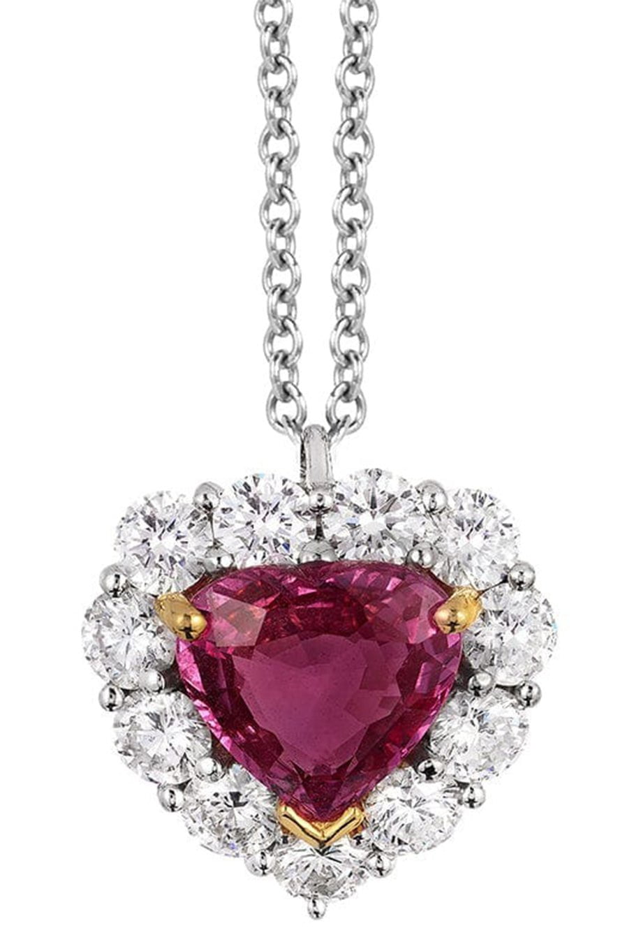 BAYCO-Pink Sapphire Heart Necklace-PLAT