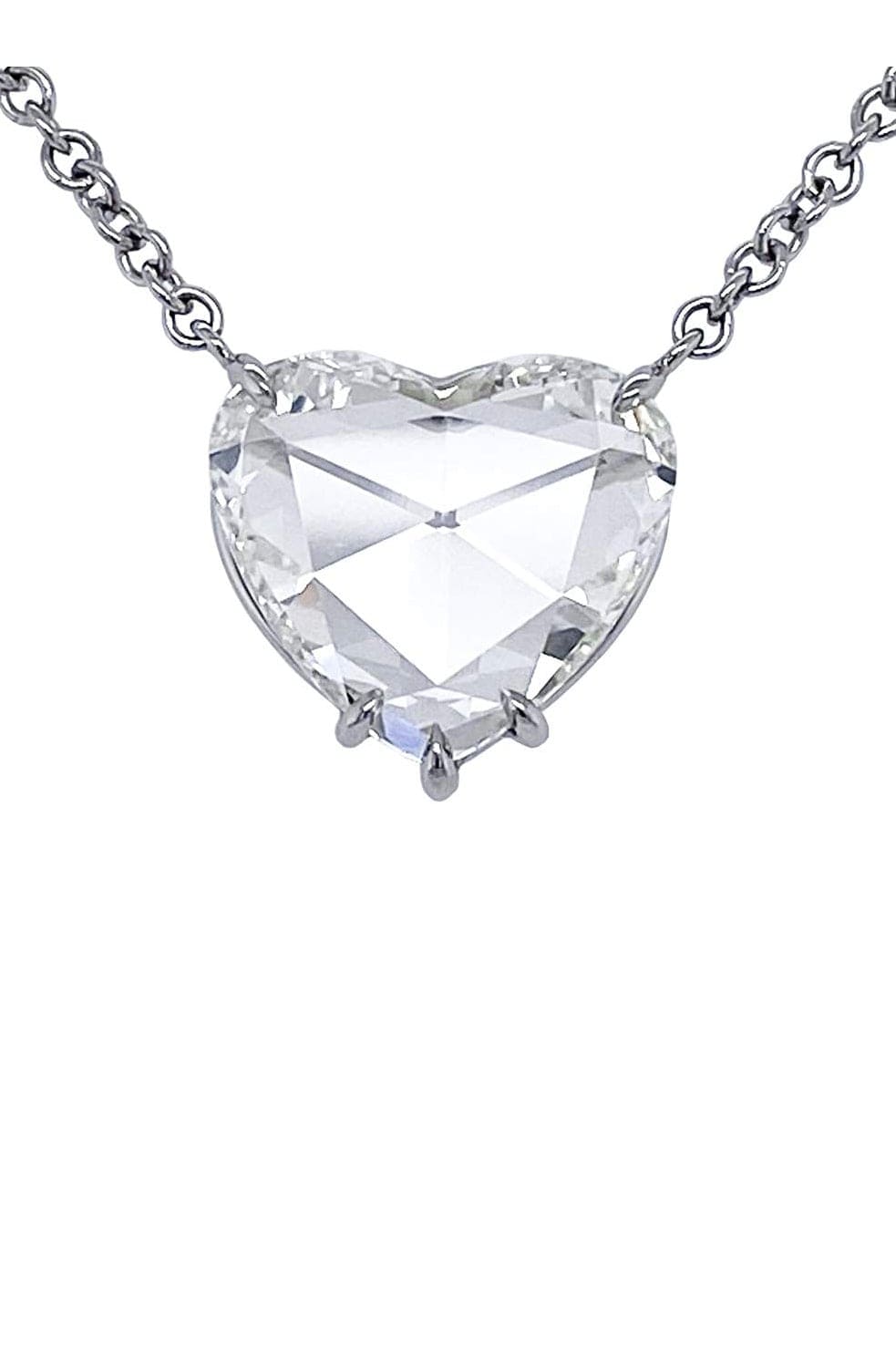 BAYCO-Rose-Cut Diamond Heart Pendant Necklace-PLAT