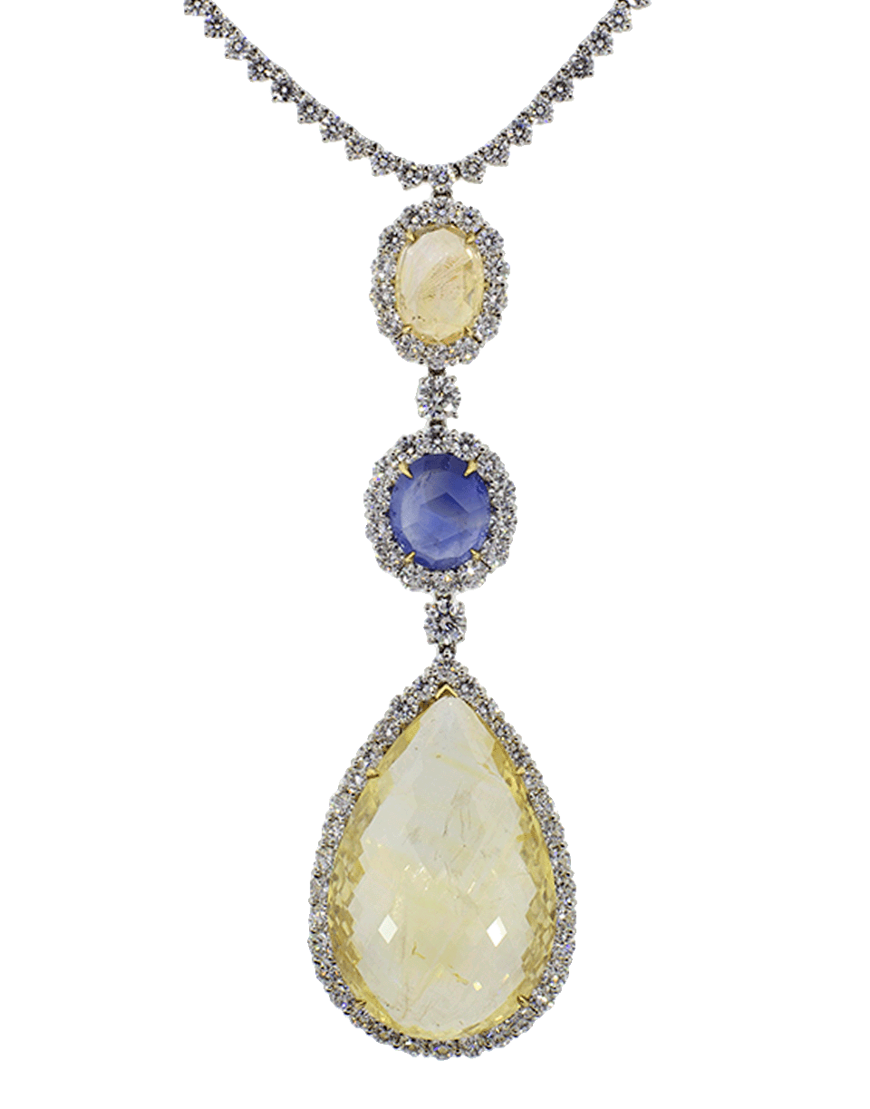 BAYCO-Ceylon And Yellow Sapphire Diamond Necklace-PLATINUM
