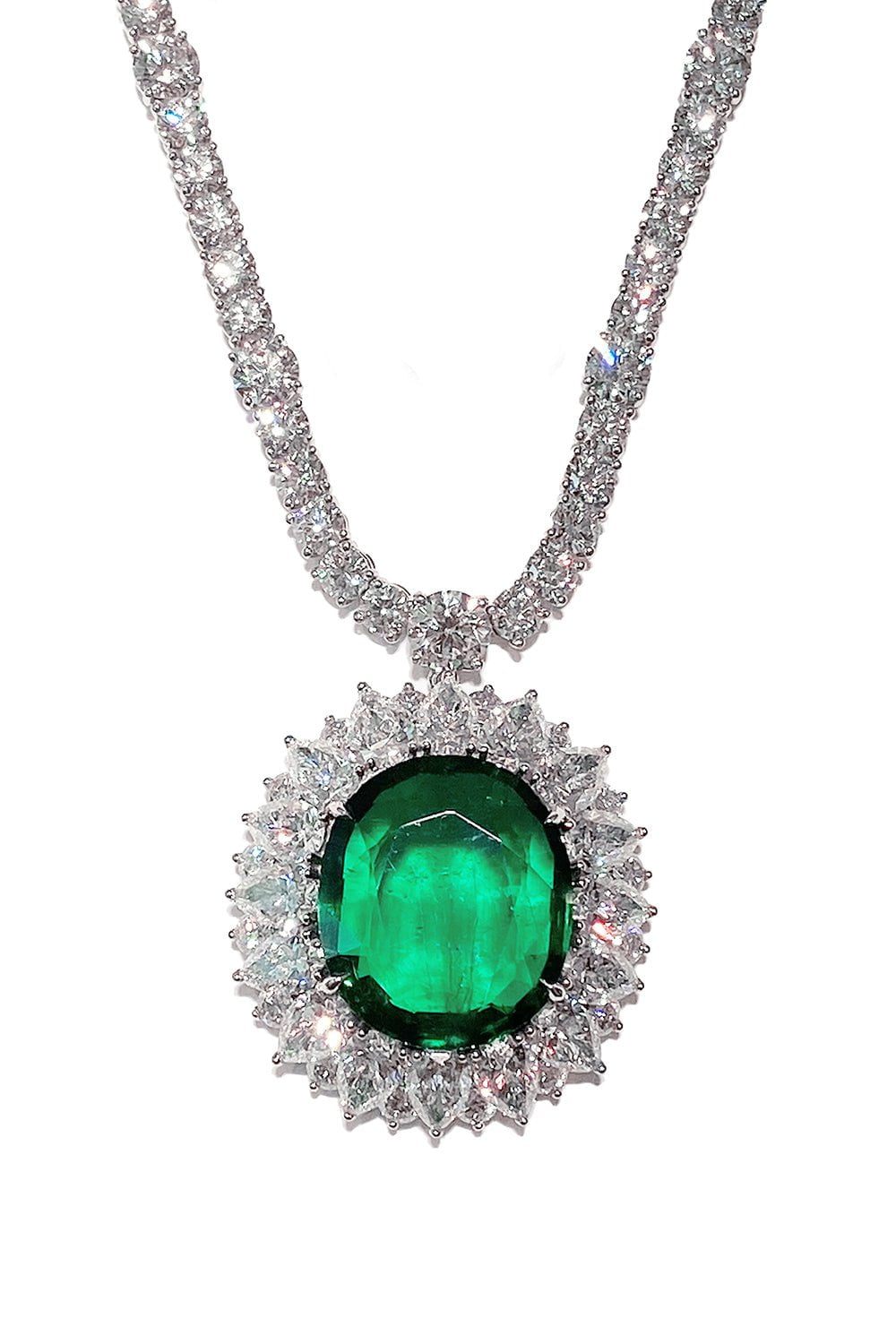 BAYCO-Zambian Emerald Necklace-PLATINUM