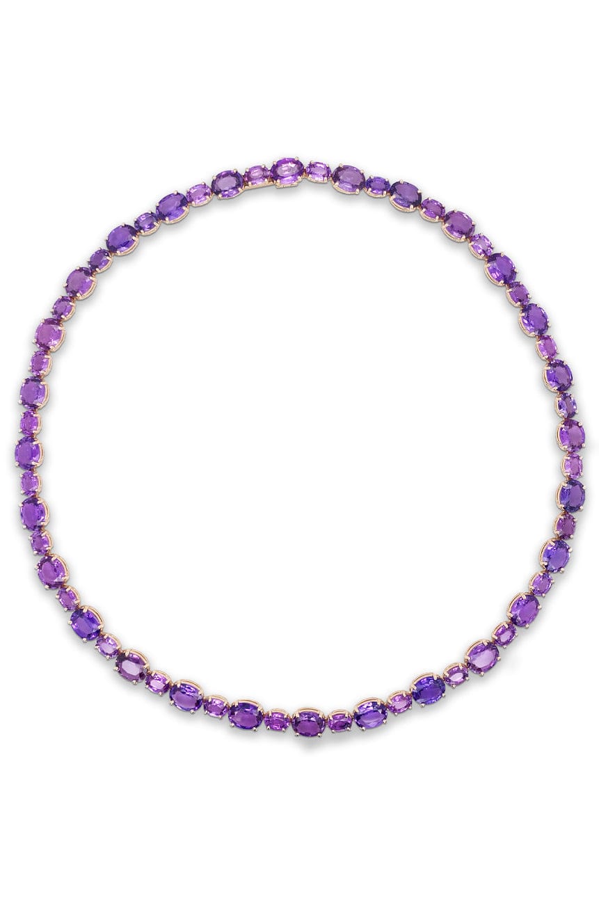 BAYCO-Oval Purple Sapphire Necklace-ROSE GOLD