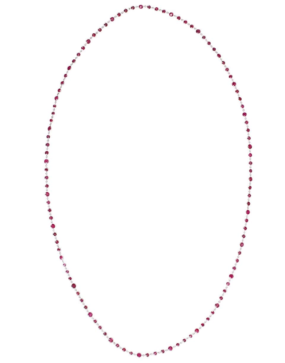 BAYCO-Burmese Rubies by the Yard Necklace-WHITE GOLD