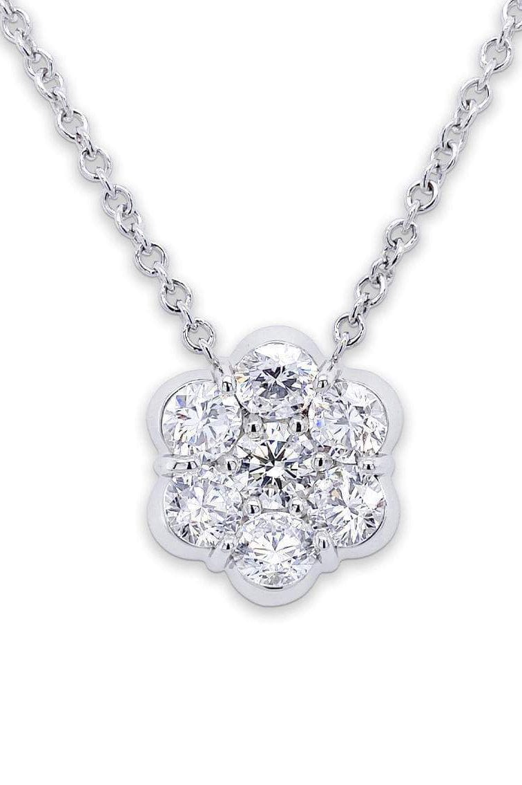 BAYCO-Large Diamond Flower Pendant Necklace-WHITE GOLD