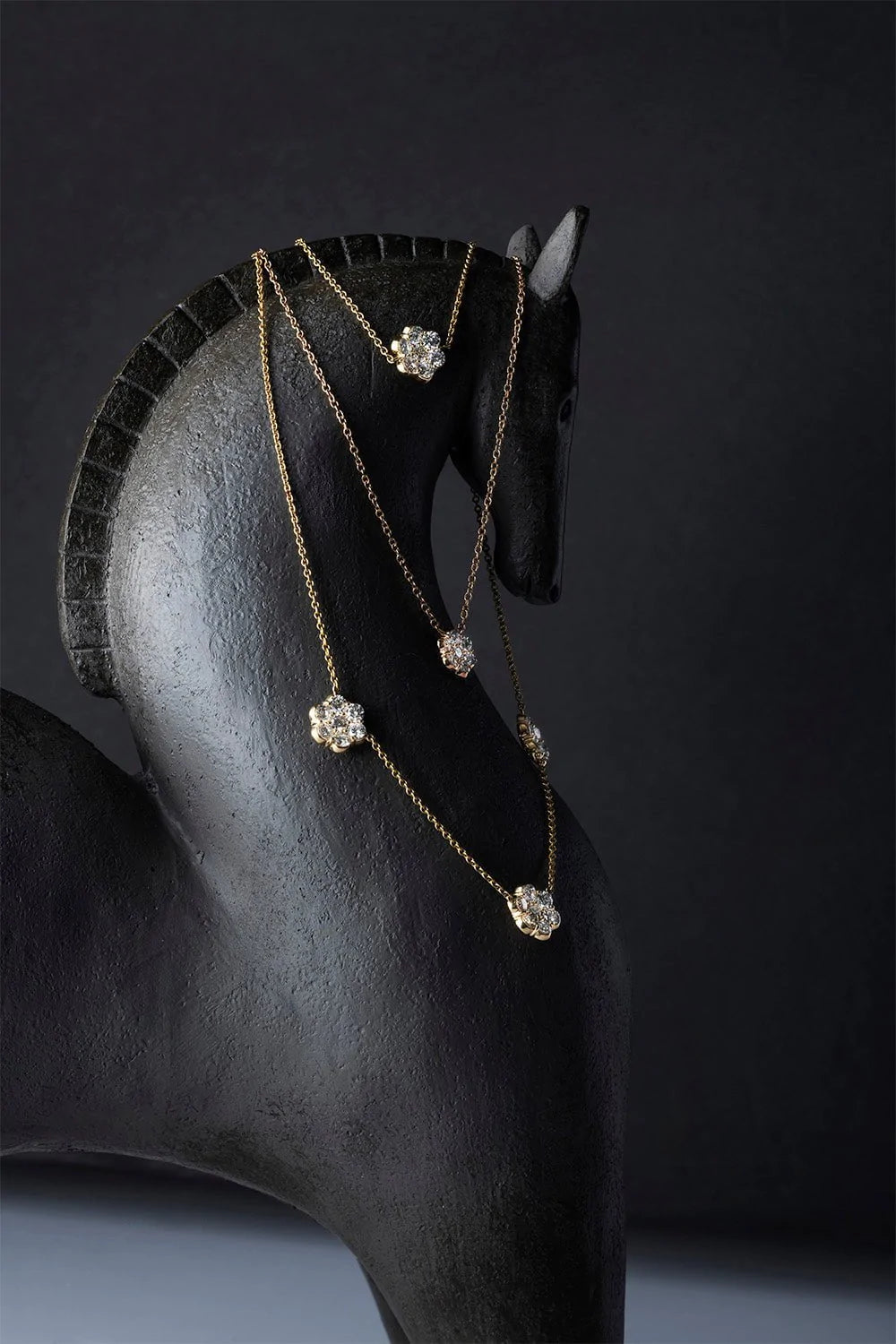 BAYCO-Small Diamond Flower Pendant Necklace-YELLOW GOLD