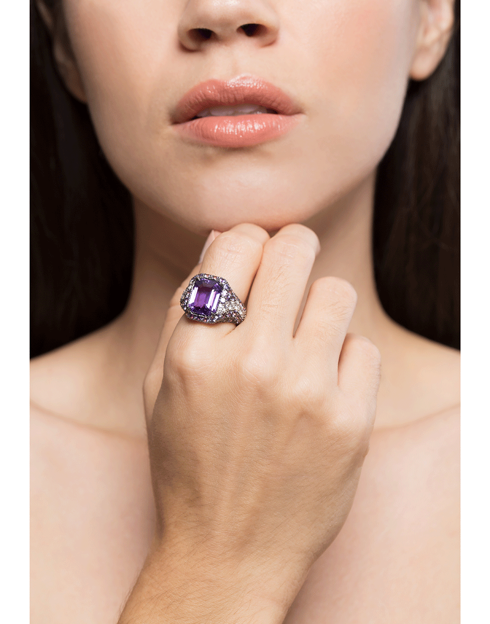 BAYCO-Purple Sapphire and Diamond Ring-BLCKGOLD