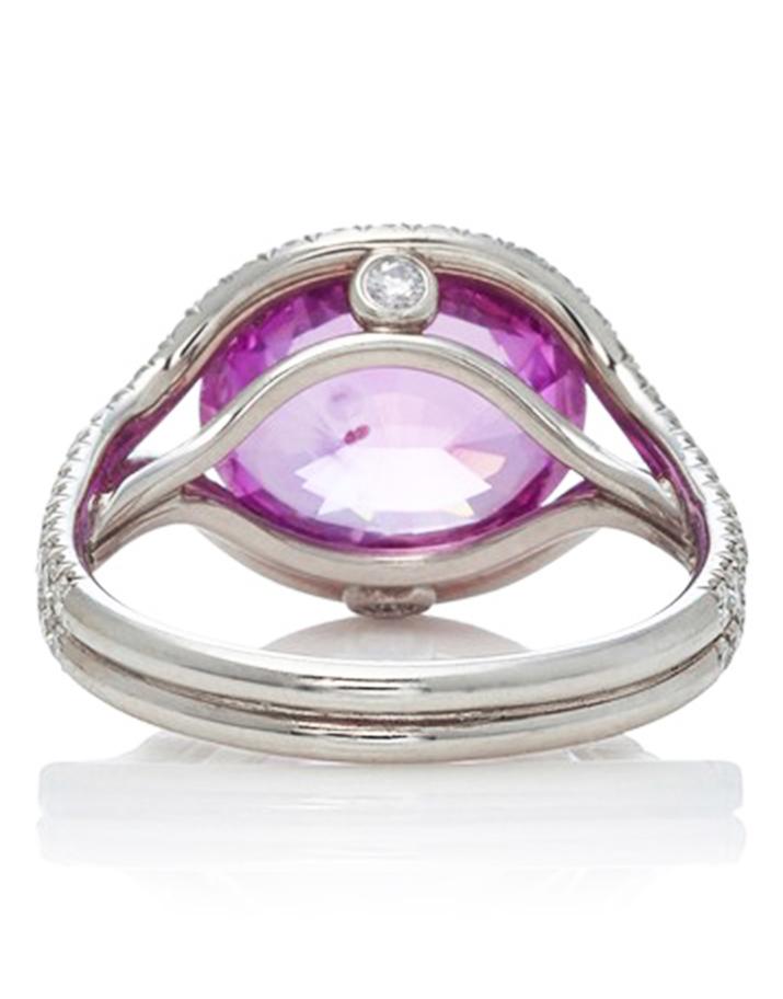 BAYCO-Oval Pink Sapphire and Diamond Ring-PLATINUM