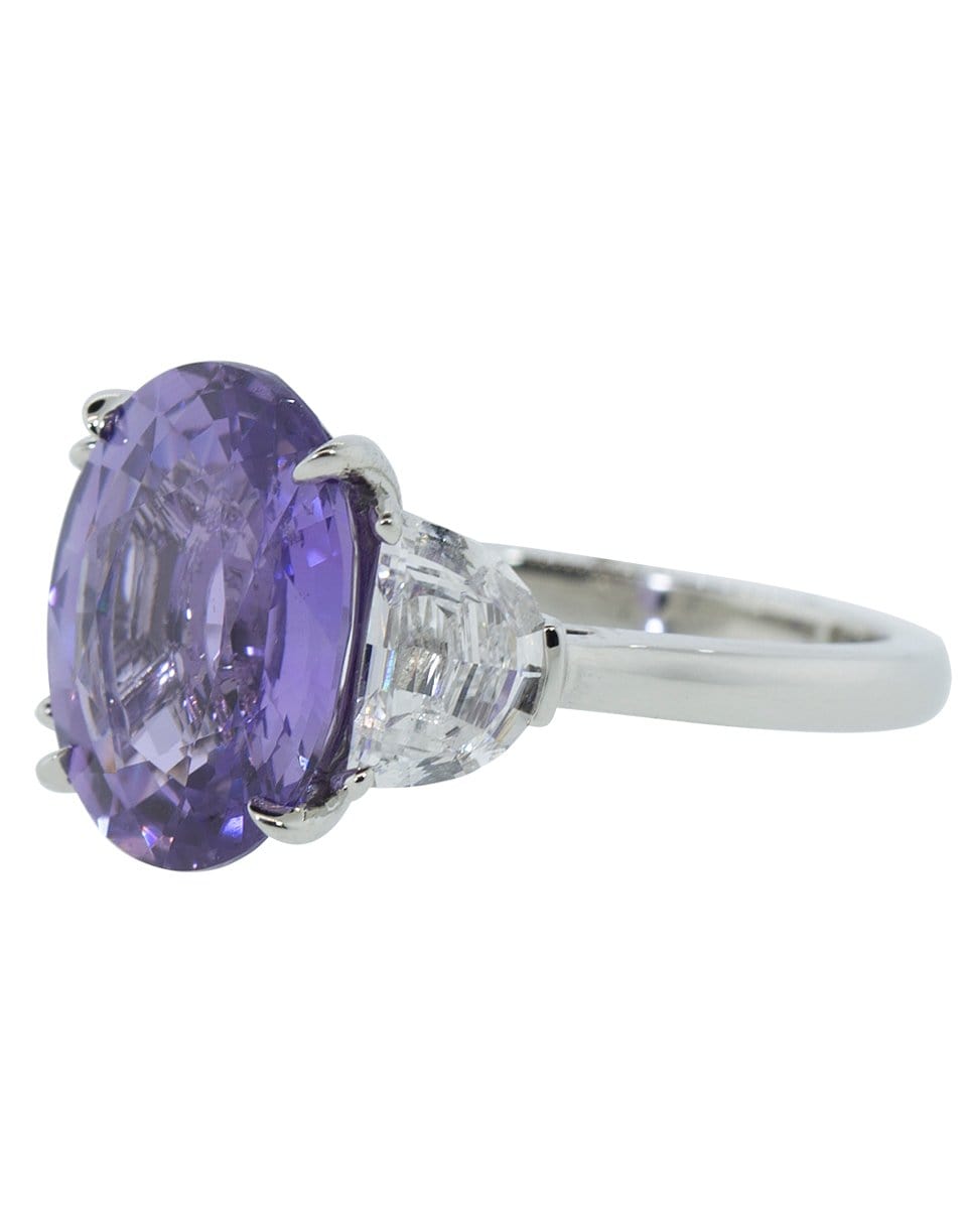 BAYCO-Oval Natural Purple Sapphire and Diamond Ring-PLATINUM