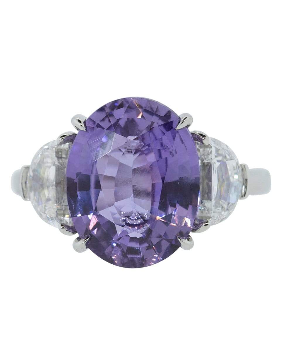 BAYCO-Oval Natural Purple Sapphire and Diamond Ring-PLATINUM
