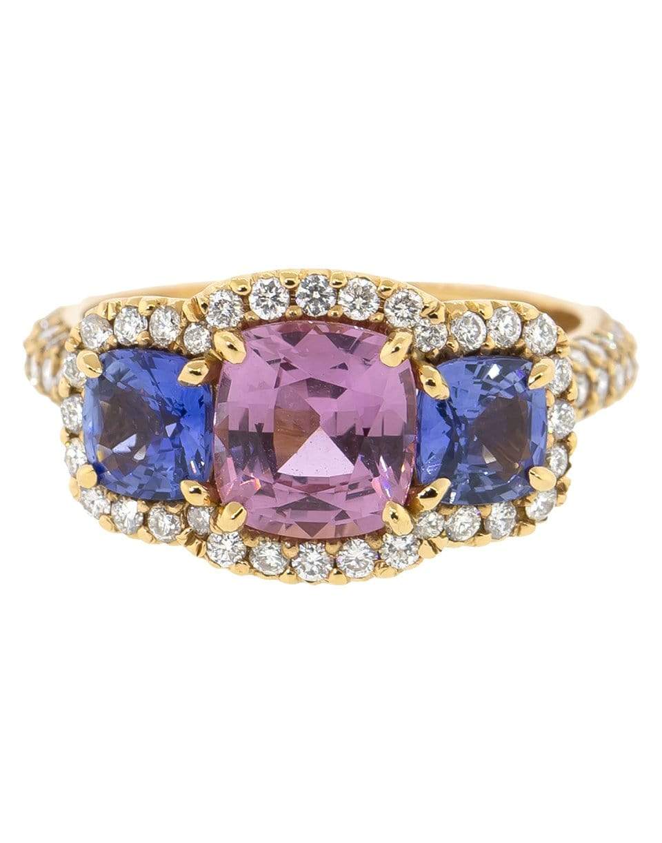 BAYCO-Cushion Pink and Blue Sapphire Ring-ROSE GOLD