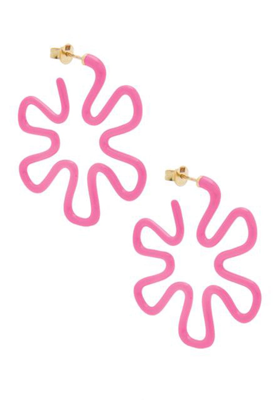 BEA BONGIASCA-B Pink Flower Earrings-YELLOW GOLD