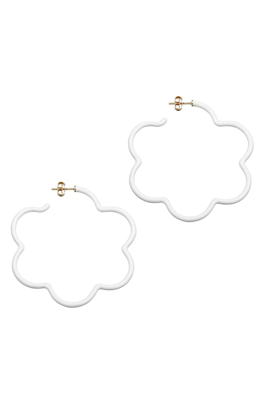 BEA BONGIASCA-White 2 Tone Large Flower Earrings-YELLOW GOLD