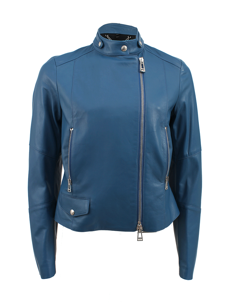 BELSTAFF-Asymmetric Zip Leather Jacket-