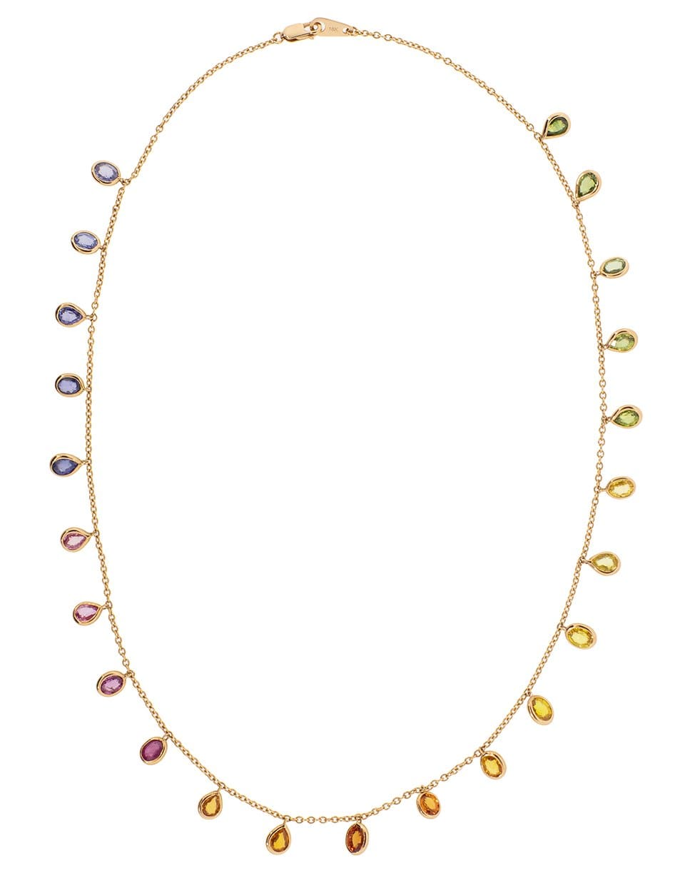 BIBI VAN DER VELDEN-Rainbow Sapphire Necklace-ROSE GOLD