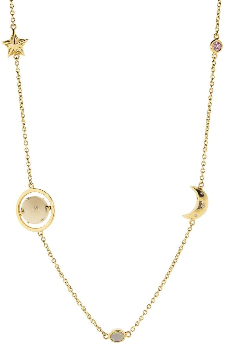 BIBI VAN DER VELDEN-Diamond and Opal Galaxy Necklace-YELLOW GOLD