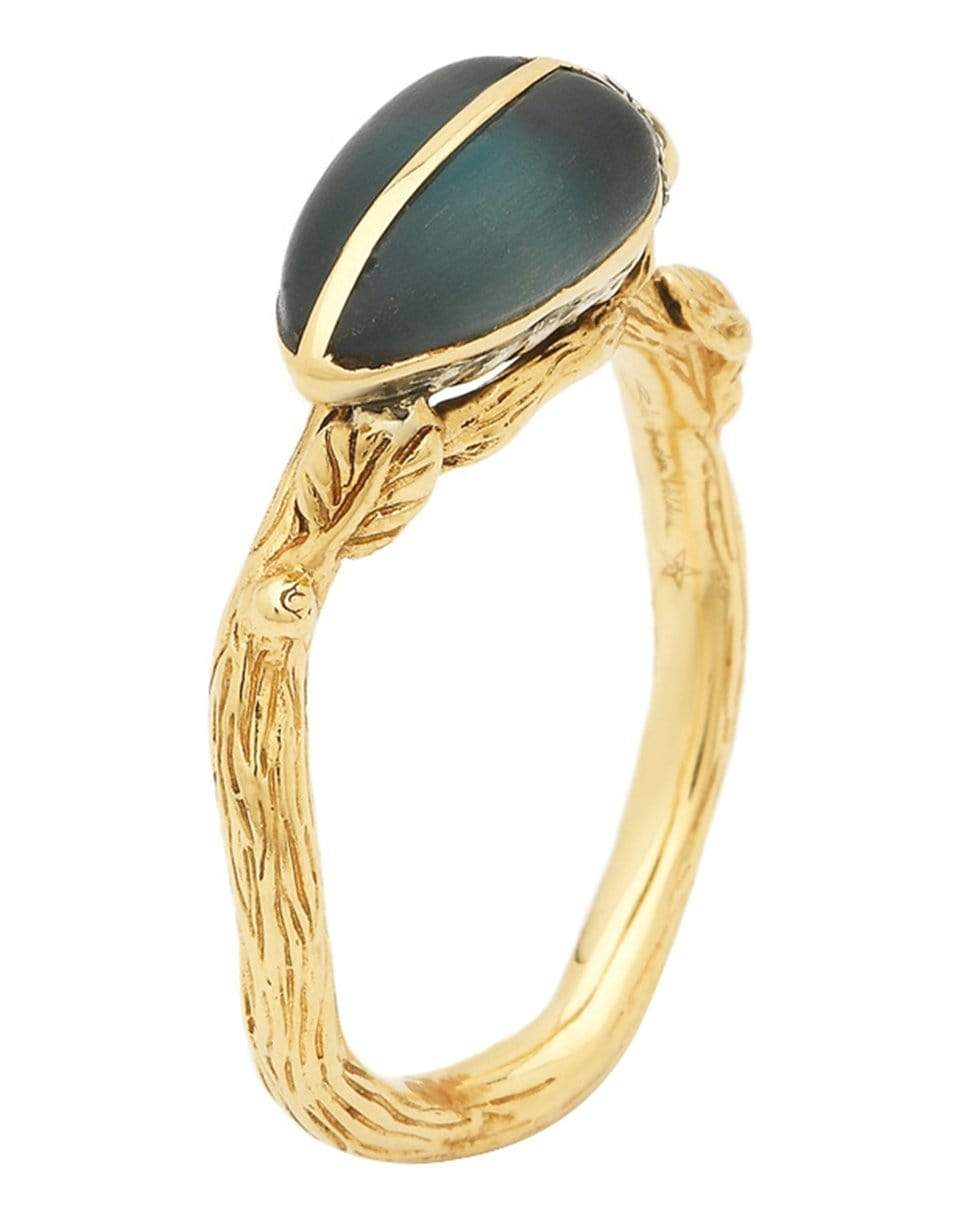 BIBI VAN DER VELDEN-Stackable Topaz and Diamond Scarab Ring-YELLOW GOLD