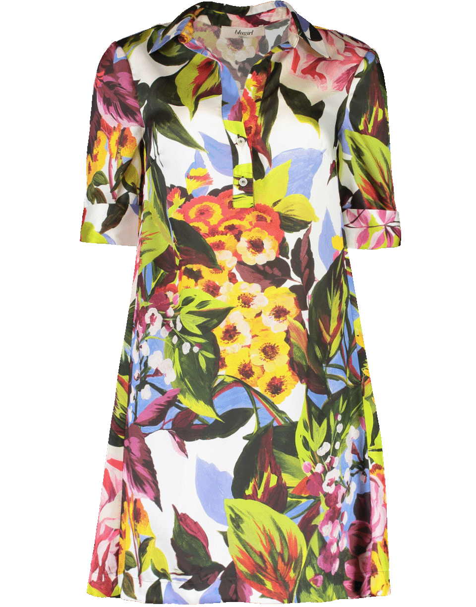 BLUGIRL-Print Henley Shirt Dress-