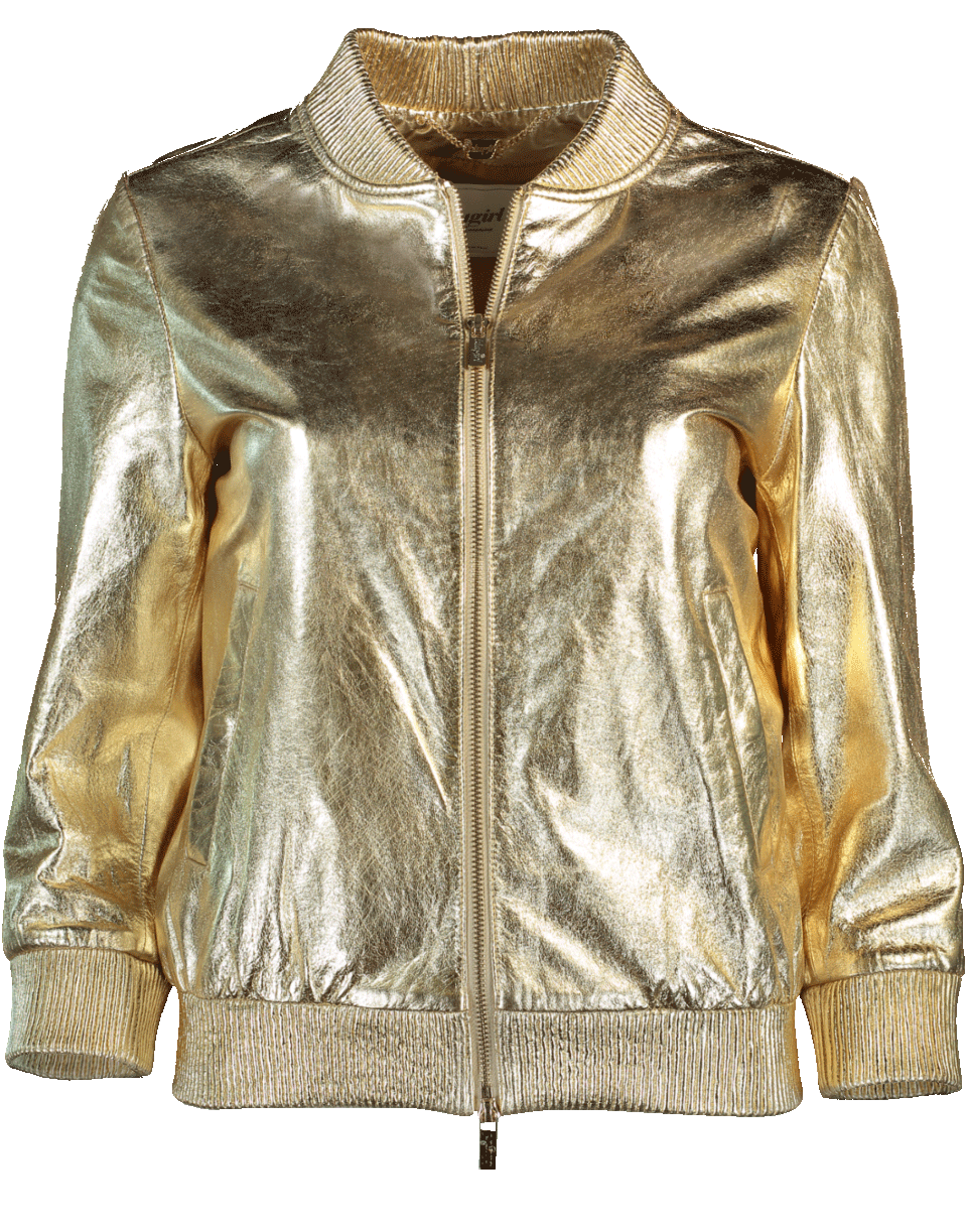 Metallic Leather Jacket CLOTHINGJACKETCASUAL BLUGIRL   