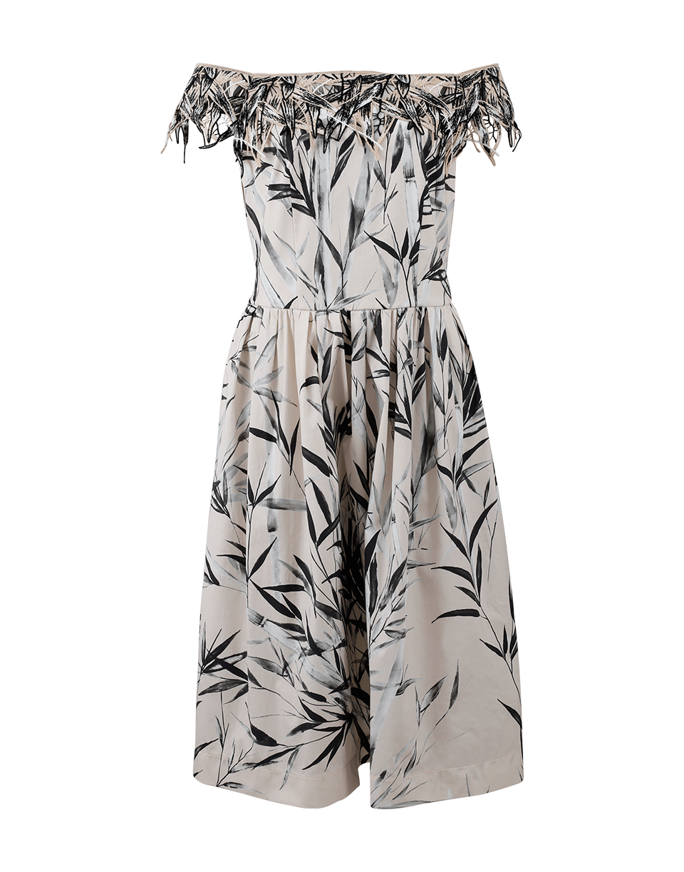 BLUMARINE-Bamboo Print Dress-BEIGE