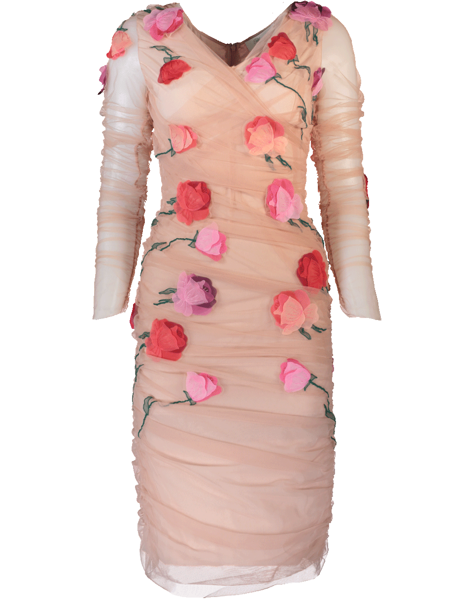 BLUMARINE-Embroidered Tulle Dress-