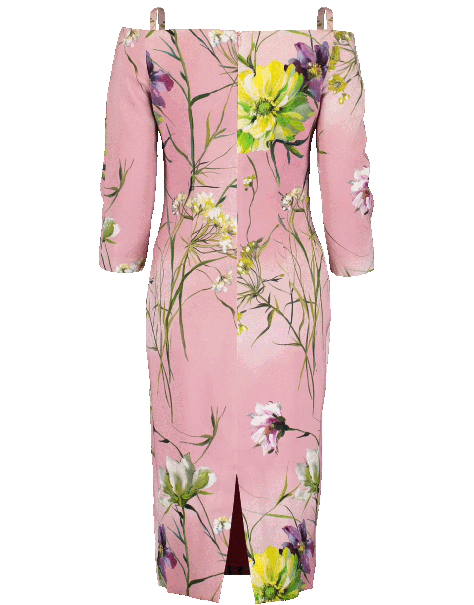 BLUMARINE-Off Shoulder Floral Dress-