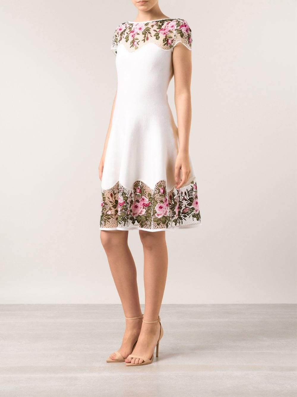 BLUMARINE-Floral Dress With Macrame Detail-
