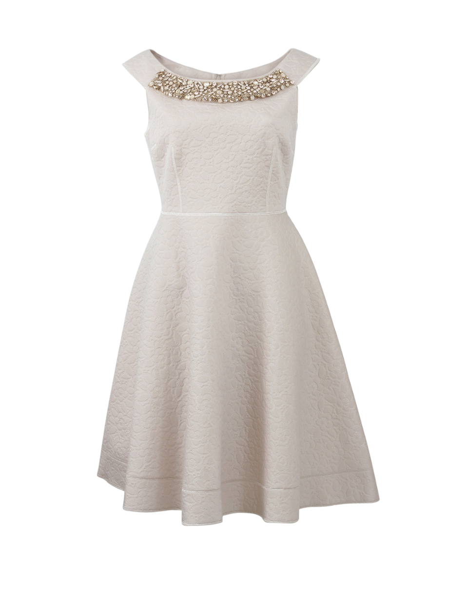 BLUMARINE-Jeweled Neckline Dress-