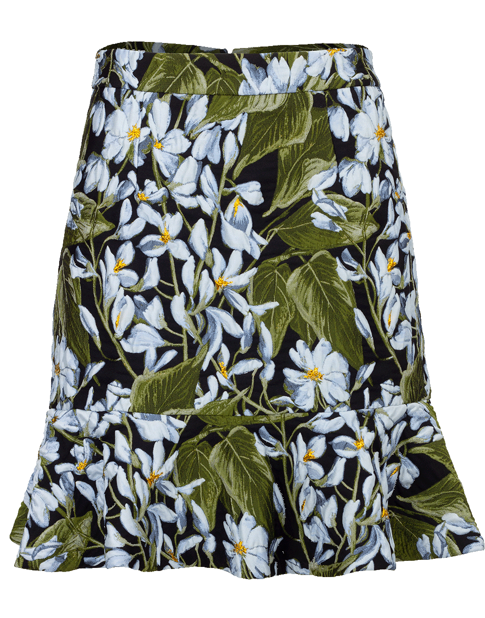 BLUMARINE-Jacquard Floral Skirt-