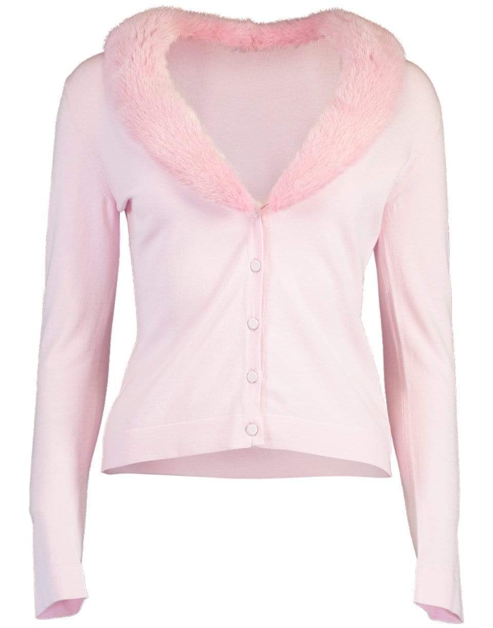 Pink Mink Collar Cardigan CLOTHINGTOPCARDIGAN BLUMARINE   