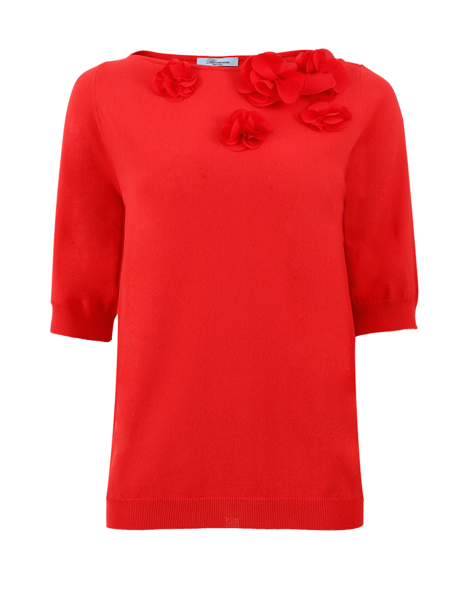 BLUMARINE-Floral Knit Top-