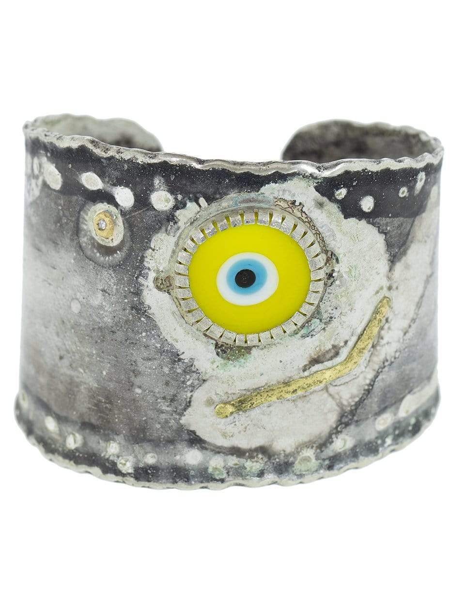 BOAZ KASHI-Oxidized Silver Ceramic and Diamond Eye Cuff-SS